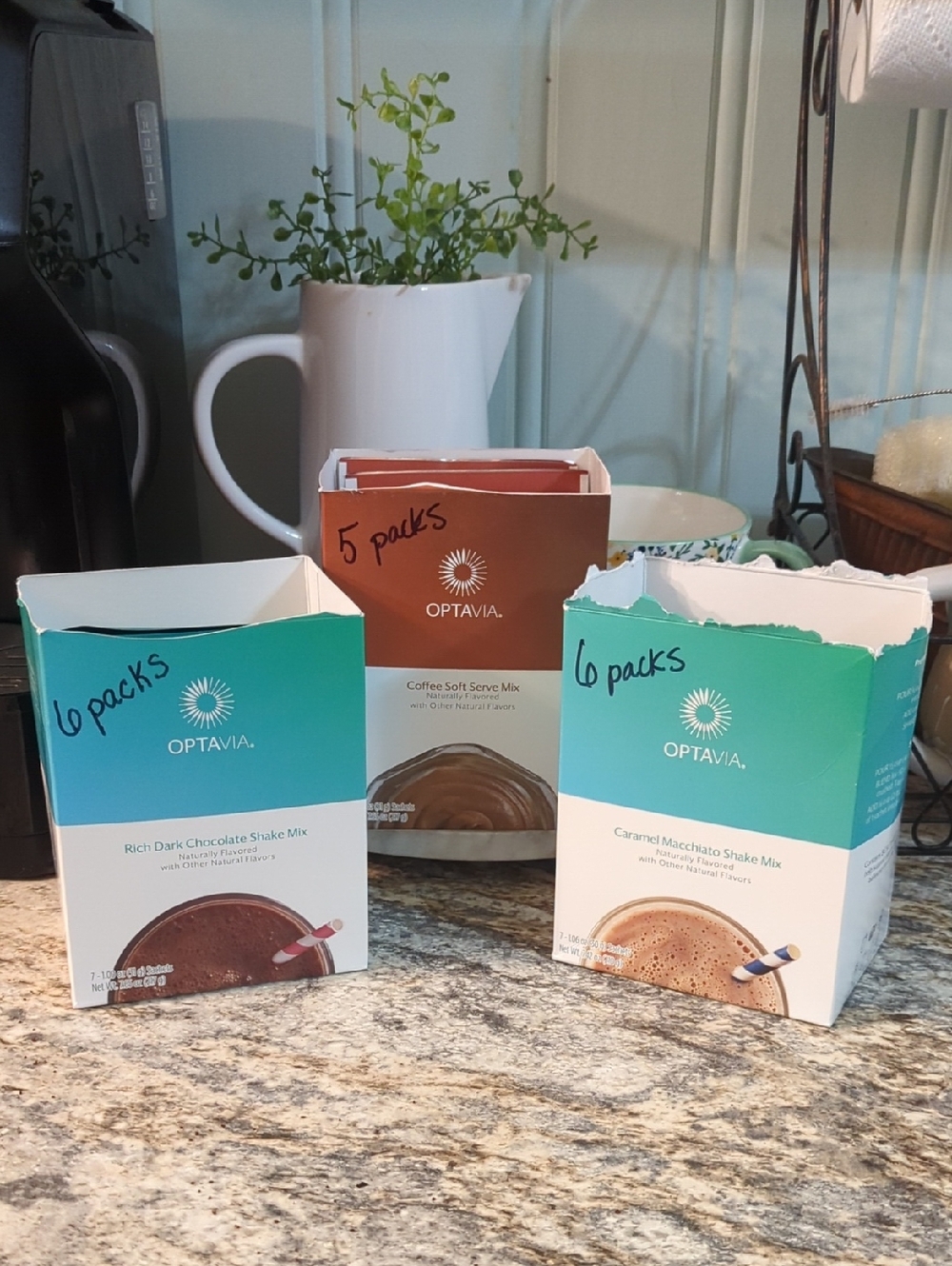 OPTAVIA Shake & Coffee Mix Variety Pack - White/Teal/Brown